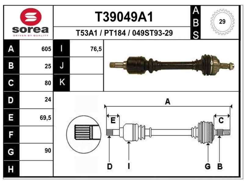 Recambio de transmision delantera izquierda para peugeot 306 berlina 3/4/5 puertas (s2) xt referencia OEM IAM 327200000 P1246 