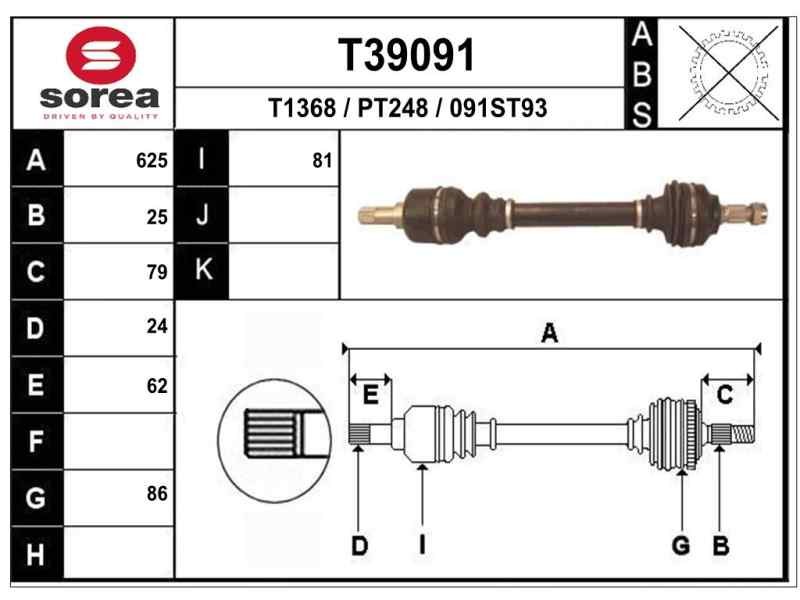 Recambio de transmision delantera izquierda para citroen c4 berlina cool referencia OEM IAM 32724X P1274 