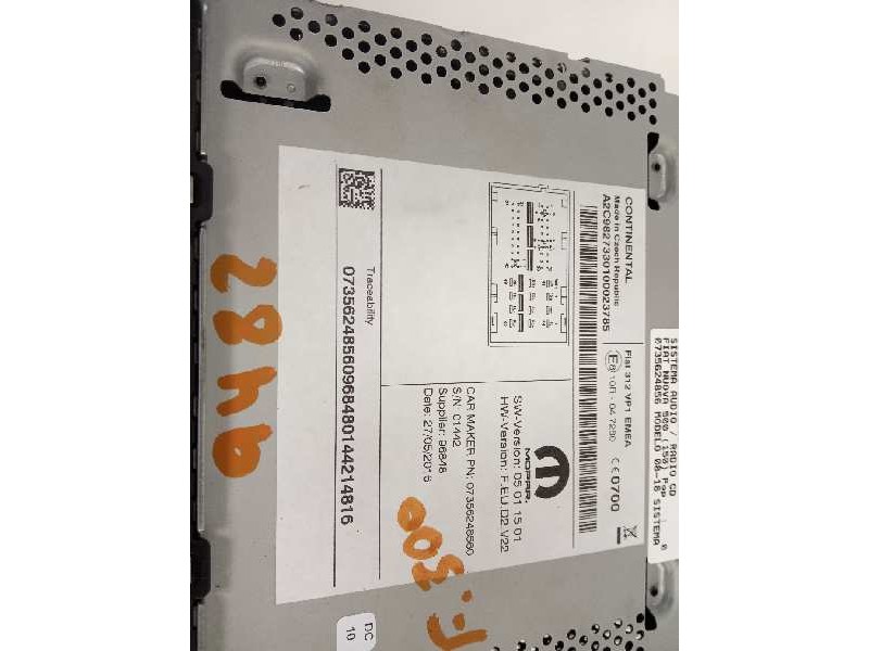 Recambio de sistema audio / radio cd para fiat nuova 500 (150) pop referencia OEM IAM 0735624856  