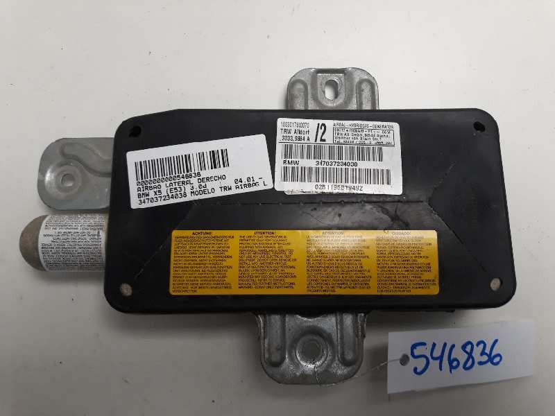 Recambio de airbag lateral derecho para bmw x5 (e53) 3.0d referencia OEM IAM 347037234038  