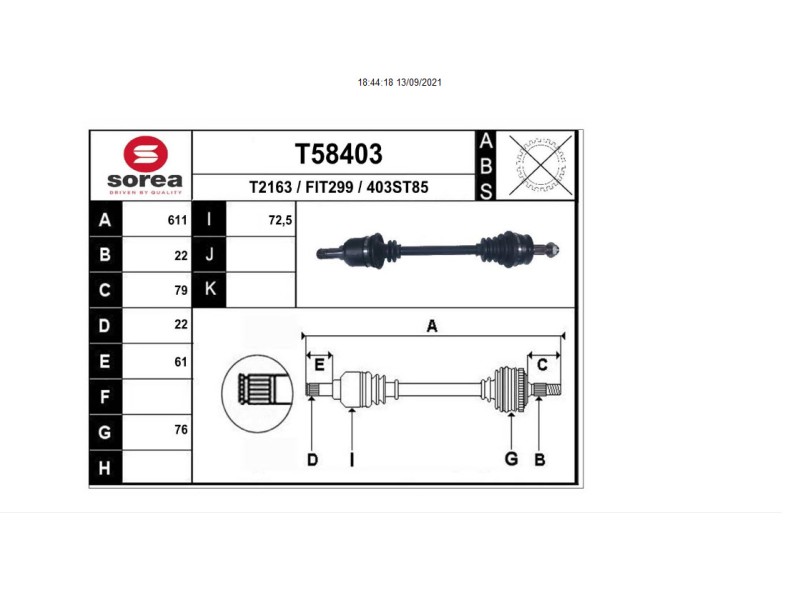 Recambio de transmision delantera izquierda para fiat nuova 500 (150) lounge referencia OEM IAM 00519554810 T58403 F1242