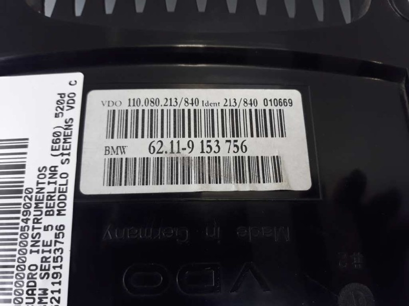 Recambio de cuadro instrumentos para bmw serie 5 berlina (e60) 520d referencia OEM IAM 62119153756  