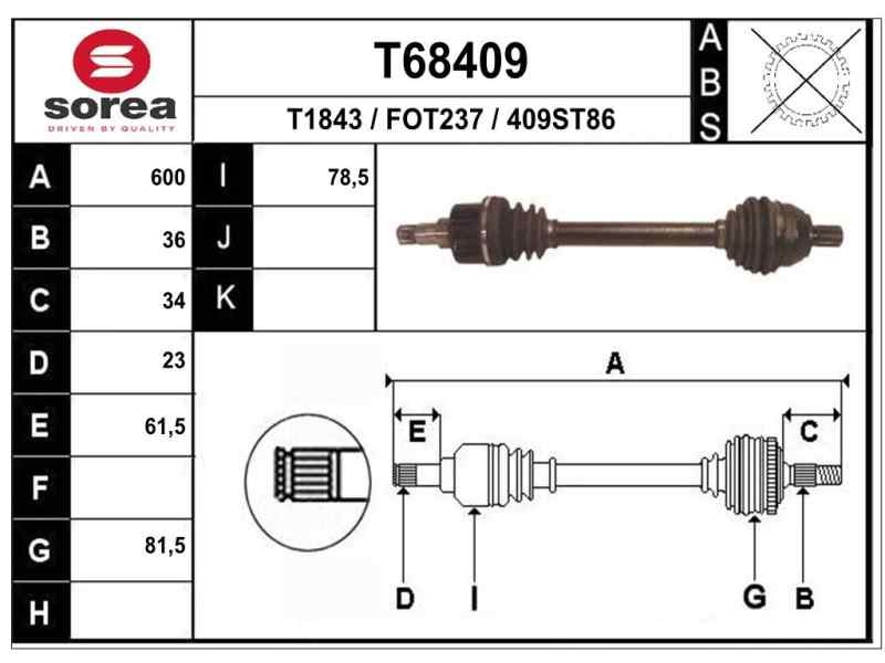 Recambio de transmision delantera izquierda para ford focus berlina (cap) ghia referencia OEM IAM 1600572 F2178 