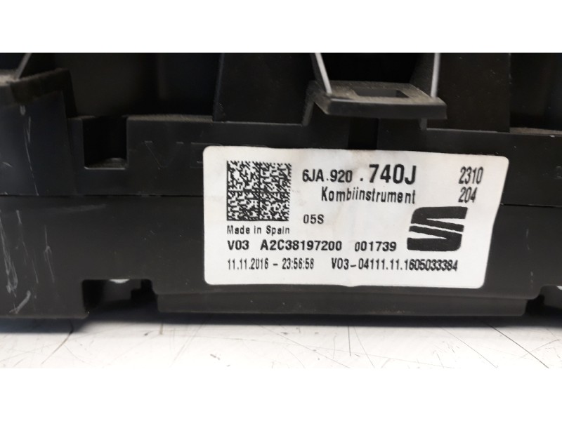 Recambio de cuadro instrumentos para seat toledo (kg3) 1.2 tsi referencia OEM IAM 6JA920740J  