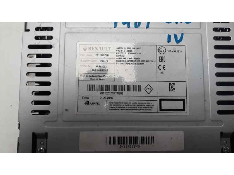 Recambio de sistema audio / radio cd para renault clio iv societé referencia OEM IAM 281152571R  