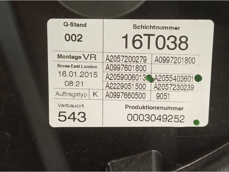 Recambio de elevalunas delantero derecho para mercedes-benz clase c (w205) lim. c 220 cdi bluetec (205.004) referencia OEM IAM A