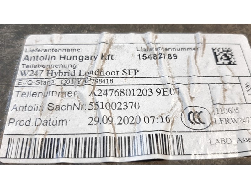 Recambio de bandeja trasera para mercedes-benz clase gla (bm 247) 1.3 cat referencia OEM IAM A24768012039E07  