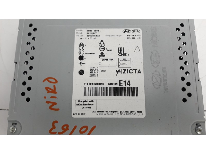 Recambio de sistema audio / radio cd para kia niro referencia OEM IAM 96180G5140  
