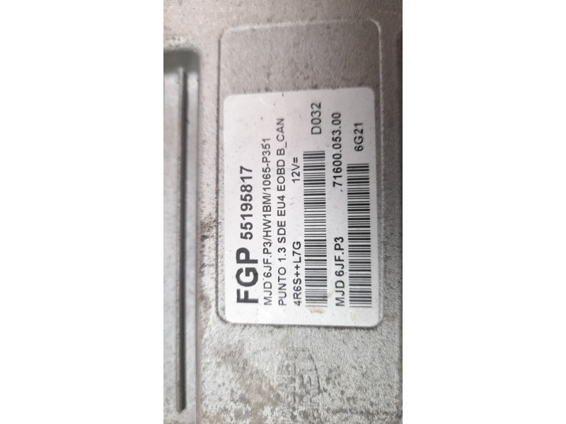 Recambio de centralita motor uce para fiat punto berlina (188) 1.3 jtd cat referencia OEM IAM 55195817 MJD6JFP3 7160005300