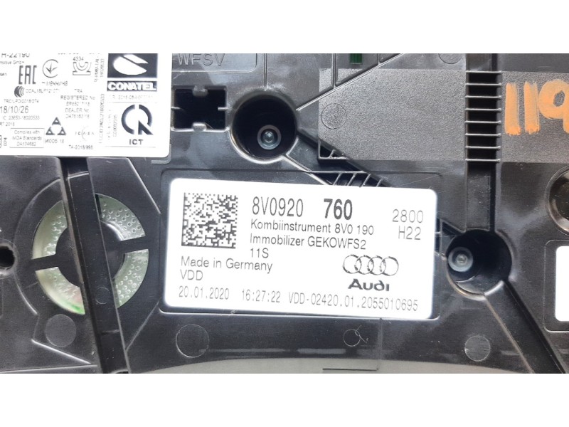 Recambio de cuadro instrumentos para audi a3 sportback (8vf) referencia OEM IAM 8V0920760  