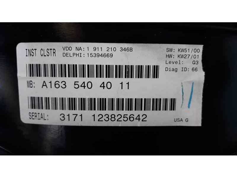 Recambio de cuadro instrumentos para mercedes-benz clase m (w163) 400 cdi (163.128) referencia OEM IAM 1635409511 1635404011 153