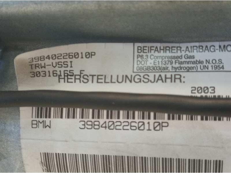 Recambio de airbag delantero derecho para bmw x5 (e53) 3.0d referencia OEM IAM 39840226010P 30316165F 