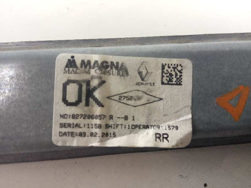 Recambio de elevalunas trasero derecho para dacia sandero sl audacia referencia OEM IAM 827206057  