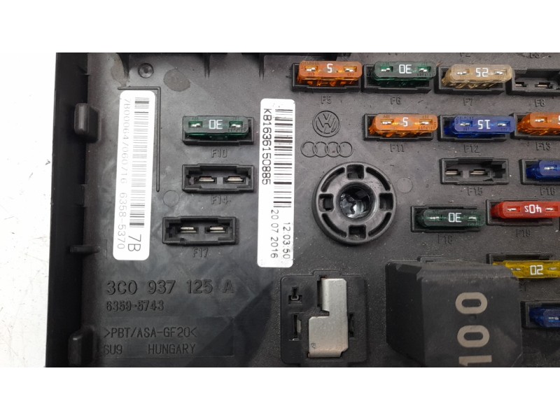 Recambio de caja reles / fusibles para volkswagen sharan (7n2) 2.0 tdi referencia OEM IAM 3C0937125A KB1636150885 