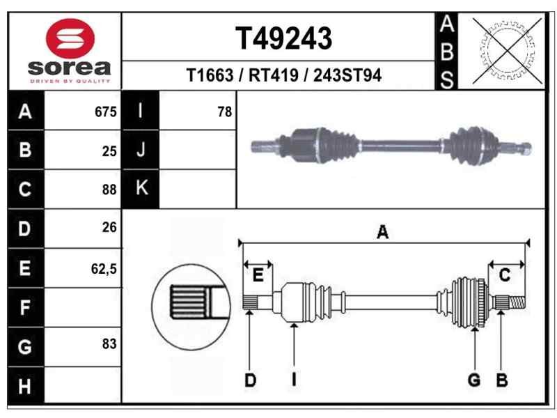 Recambio de transmision delantera izquierda para renault scenic ii confort dynamique referencia OEM IAM 8200432516 T49243 