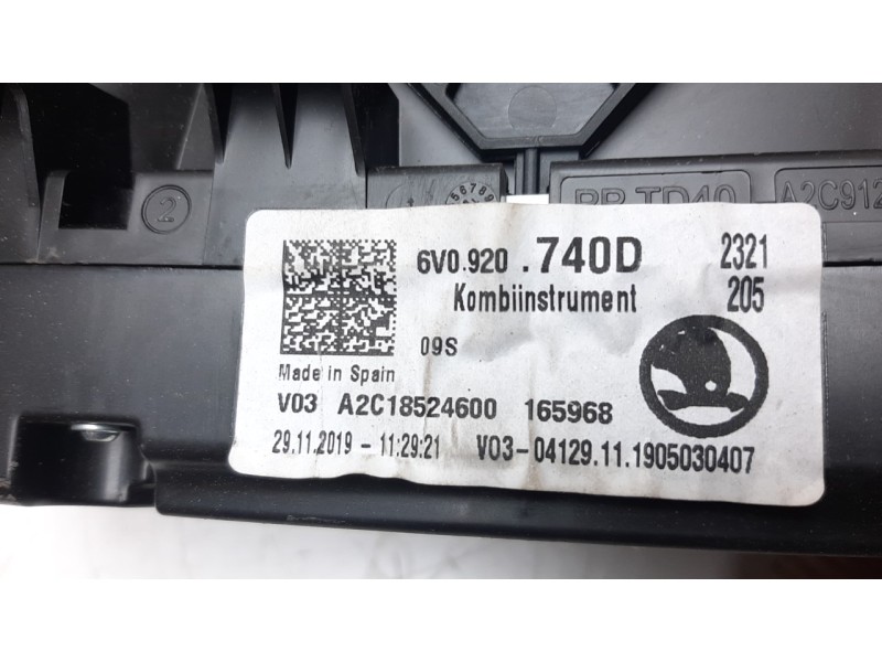 Recambio de cuadro instrumentos para skoda fabia 1.0 tsi referencia OEM IAM 6V0920740D A2C18524600 