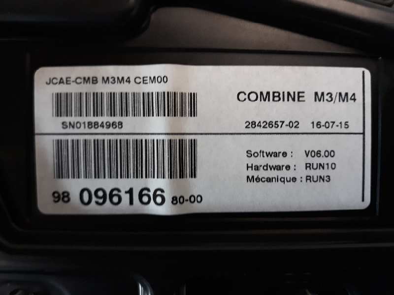 Recambio de cuadro instrumentos para citroen c-elysée exclusive referencia OEM IAM 9809616680  