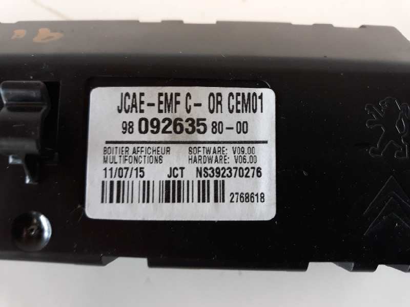 Recambio de pantalla multifuncion para citroen c-elysée exclusive referencia OEM IAM 9809263580 NS392370276 