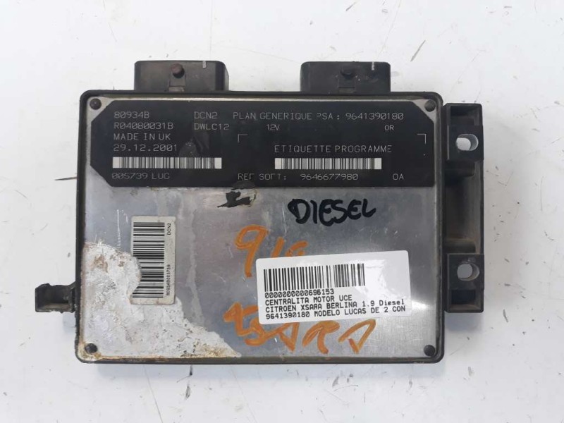 Recambio de centralita motor uce para citroen xsara berlina 1.9 diesel referencia OEM IAM 9641390180 9646677980 R04080031D