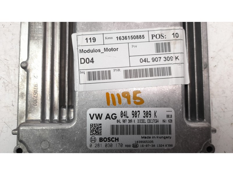 Recambio de centralita motor uce para volkswagen sharan (7n2) 2.0 tdi referencia OEM IAM 4L907309K  