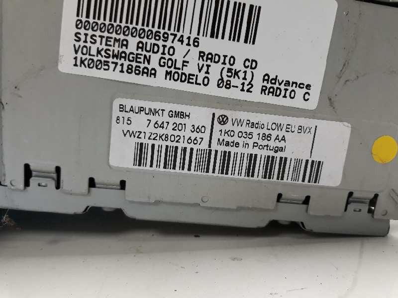 Recambio de sistema audio / radio cd para volkswagen golf vi (5k1) advance referencia OEM IAM 1K0057186AA 8157647201360 