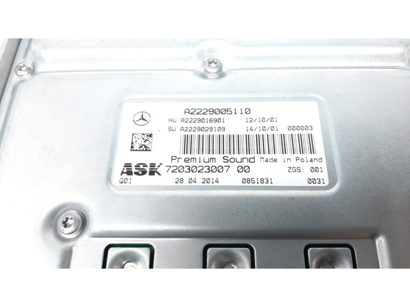 Recambio de sistema audio / radio cd para mercedes-benz clase s (w222) lim. 3.0 cdi cat referencia OEM IAM A2229005110 720302300