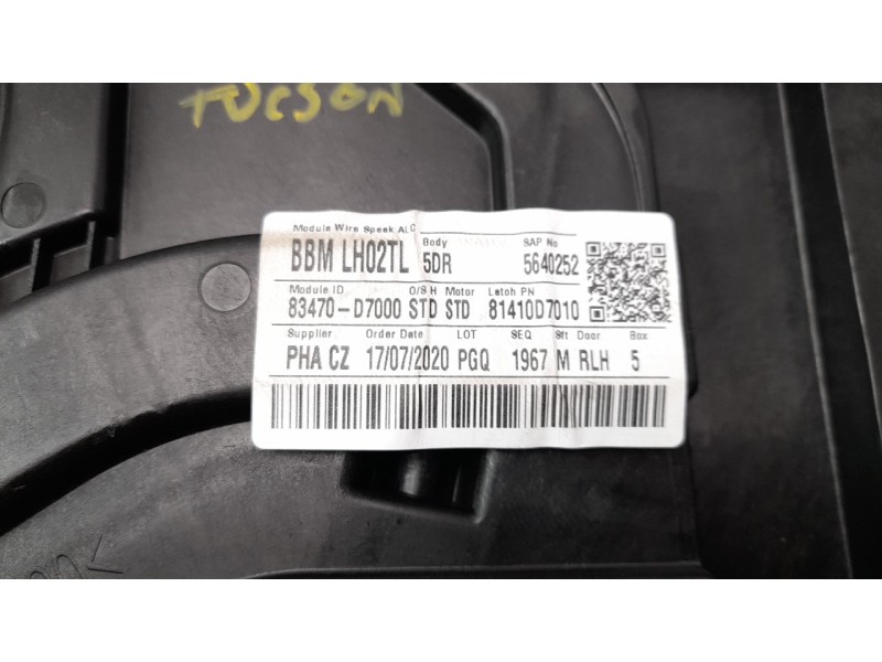 Recambio de elevalunas trasero izquierdo para hyundai tucson 1.6 crdi cat referencia OEM IAM 83470D7000  
