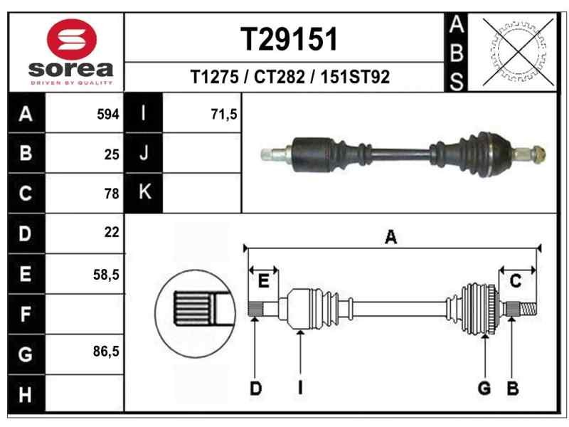 Recambio de transmision delantera izquierda para citroen berlingo 1.4 sx plus familiar referencia OEM IAM 32725L C1130 