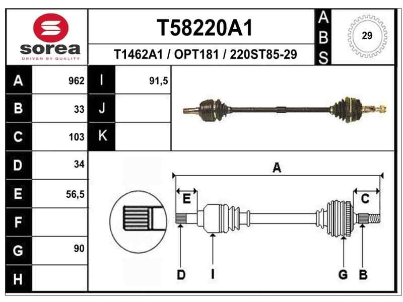 Recambio de transmision delantera derecha para opel vectra b berlina 2.0 dti referencia OEM IAM 374324 O1281 