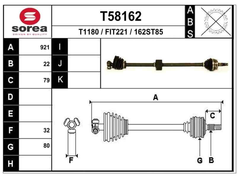 Recambio de transmision delantera derecha para fiat bravo (182) 1.6 16v cat referencia OEM IAM 46307004 F1505 