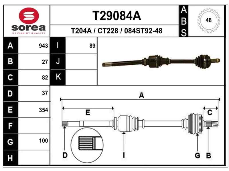 Recambio de transmision delantera derecha para lancia zeta 2.1 turbodiesel cat referencia OEM IAM 32735Y C1347 