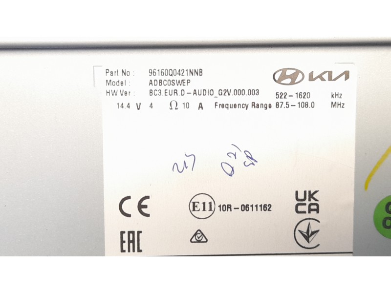 Recambio de sistema audio / radio cd para hyundai i20 1.0 tgdi cat referencia OEM IAM 96160Q0421NNB  