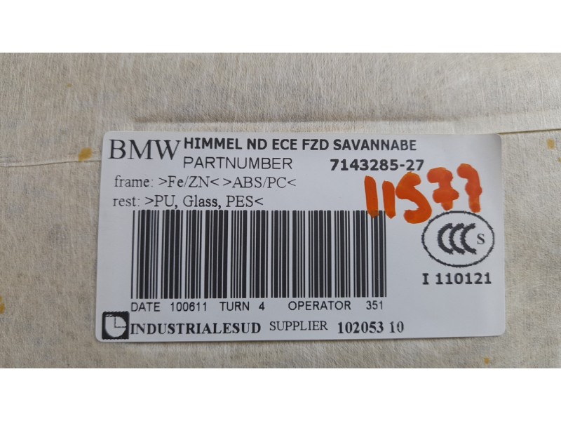 Recambio de techo interior para bmw serie 3 berlina (e90) 318d referencia OEM IAM 714328527 51446960549 