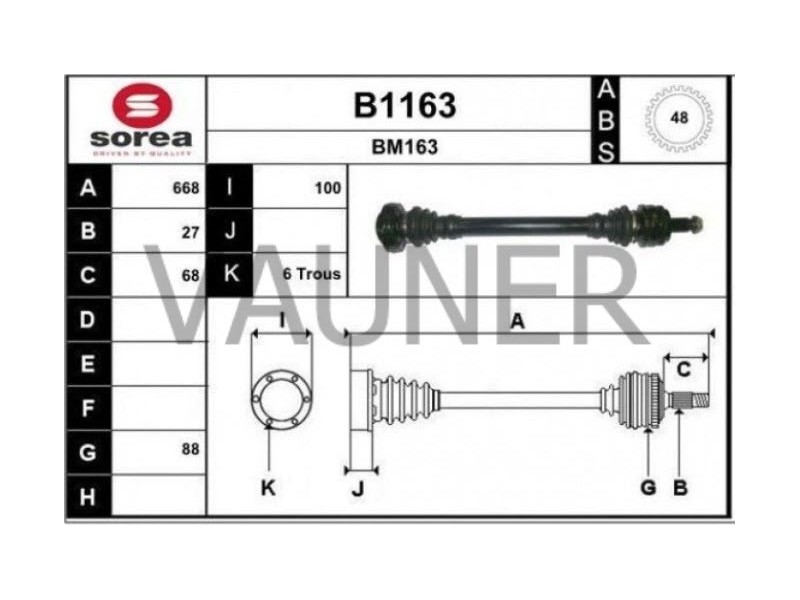 Recambio de transmision trasera derecha para bmw serie 3 berlina (e90) 318d referencia OEM IAM 33217547076  
