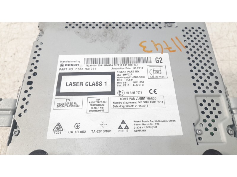 Recambio de sistema navegacion gps para nissan qashqai (j11) tekna referencia OEM IAM 25915HV05A 25915HV02A 