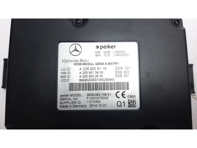 Recambio de modulo electronico para mercedes-benz clase c (w205) lim. c 220 cdi bluetec (205.004) referencia OEM IAM A2059008118