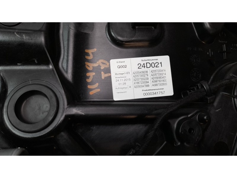 Recambio de elevalunas trasero derecho para mercedes-benz clase c (w205) familiar 2.1 cdi cat referencia OEM IAM A2055409206  