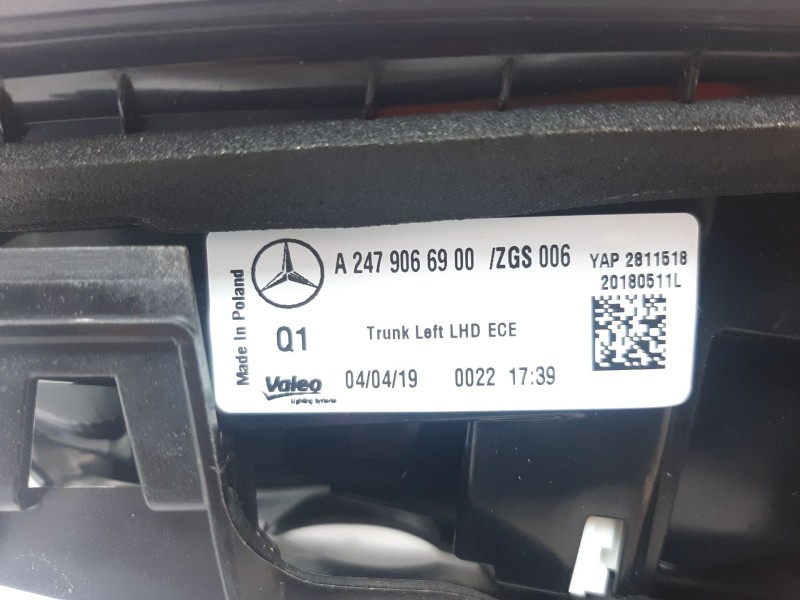 Recambio de piloto trasero izquierdo interior para mercedes-benz b-klasse (bm 247) (2.2019) b 180 (247.084) referencia OEM IAM A