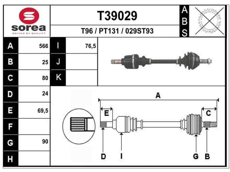 Recambio de transmision delantera izquierda para peugeot 205 cabriolet 1.9 cat referencia OEM IAM 327201 P1114 
