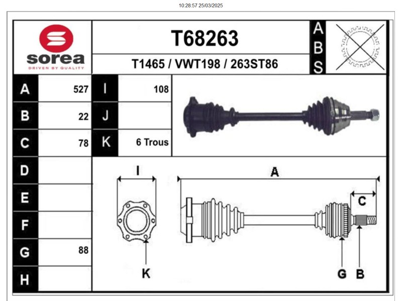 Recambio de transmision delantera izquierda para volkswagen polo (9n1) highline referencia OEM IAM 6Q0407271BS V1116 T68263