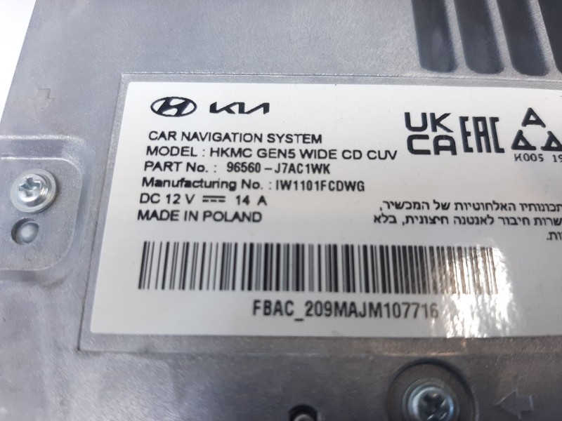 Recambio de sistema navegacion gps para kia ceed 1.0 tgdi cat referencia OEM IAM 96560J7AC1WK 96560J7AC1WK 
