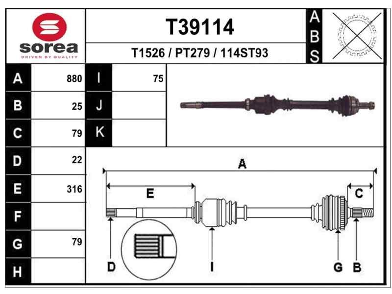 Recambio de transmision delantera derecha para peugeot 206 berlina 1.6 16v cat referencia OEM IAM 3273AL P1177 