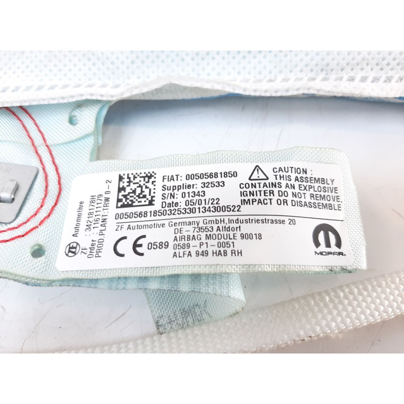 Recambio de airbag cortina delantero derecho para alfa romeo stelvio (630) 2.2 jtdm cat referencia OEM IAM 0000050568185  