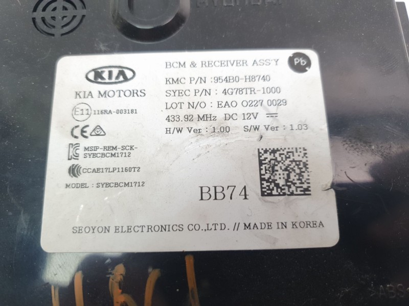 Recambio de modulo electronico para kia stonic (ybcuv) drive referencia OEM IAM 954B0H8740  