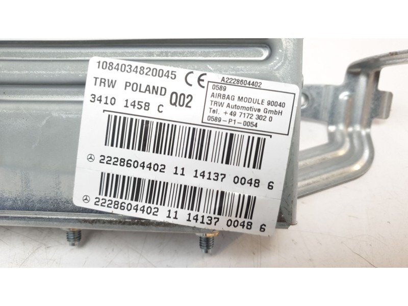 Recambio de airbag lateral trasero derecho para mercedes-benz clase s (w222) lim. 3.0 cdi cat referencia OEM IAM 2228604402 1084