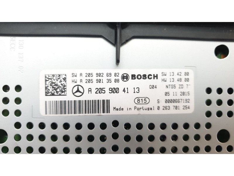 Recambio de pantalla multifuncion para mercedes-benz clase c (w205) familiar 2.1 cdi cat referencia OEM IAM A2059026902 A0263701