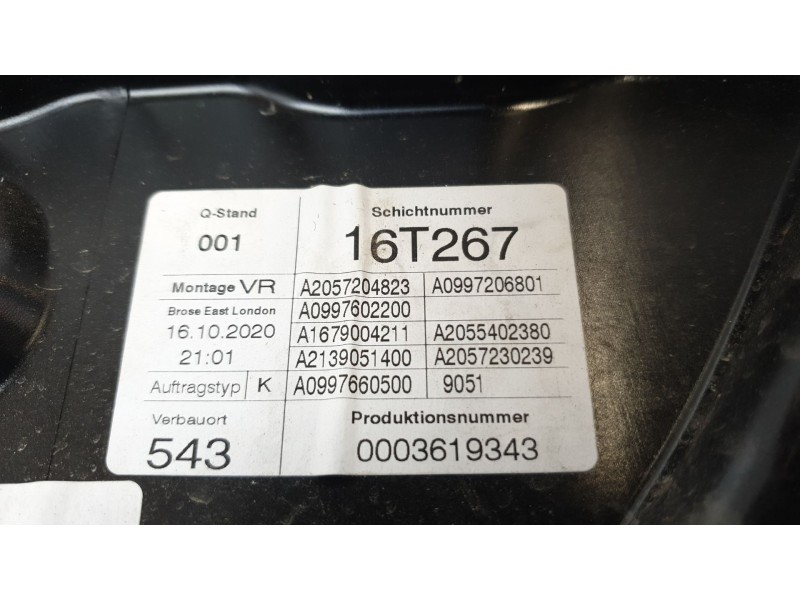 Recambio de elevalunas delantero derecho para mercedes-benz clase c (w205) lim. c 200 (205.077) referencia OEM IAM A2057204823  