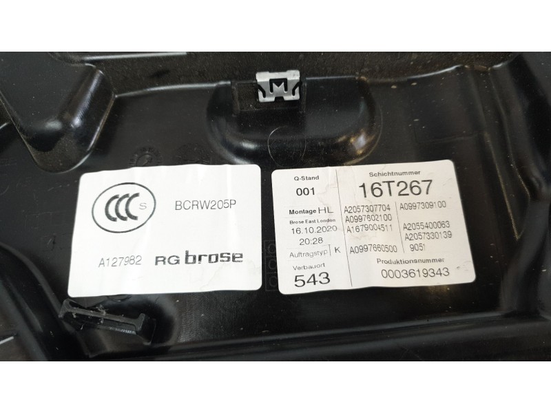 Recambio de elevalunas trasero izquierdo para mercedes-benz clase c (w205) lim. c 200 (205.077) referencia OEM IAM A2057307704  