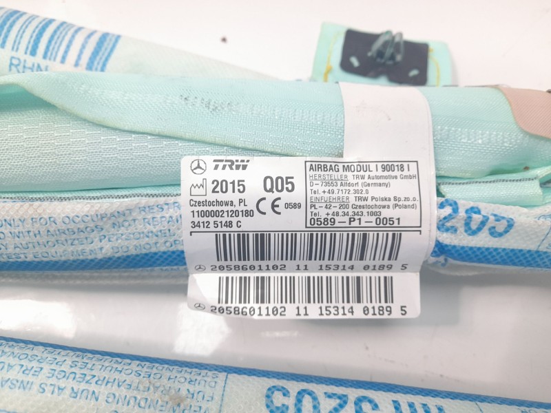 Recambio de airbag cortina delantero derecho para mercedes-benz clase c (w205) familiar 2.1 cdi cat referencia OEM IAM 205860110