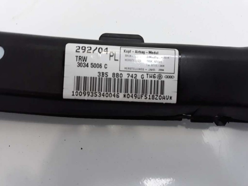 Recambio de airbag cortina delantero derecho para volkswagen passat berlina (3b3) v6 tdi highline 4motion referencia OEM IAM 3B5